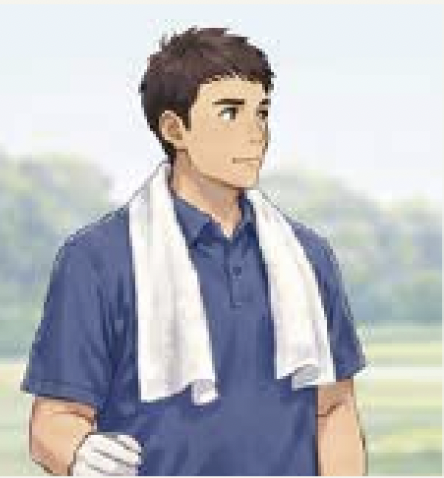 タオルを首や肩に掛けている様子